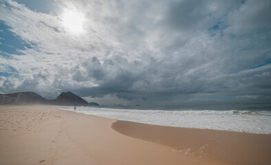 deserted Copacabana beach during the Coronavirus Infection (COVID-19) pandemic.