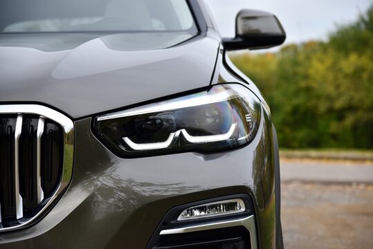 BMW X5 45e. Plug-in hybrid. Front light car. 10-27-2020, Prague, Czech Republic.