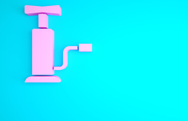 Pink Car air pump icon isolated on blue background. Minimalism concept. 3d illustration 3D render.