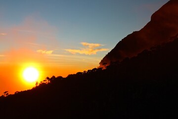 sunset in the mountains