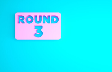 Fototapeta na wymiar Pink Boxing ring board icon isolated on blue background. Minimalism concept. 3d illustration 3D render.