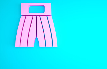 Pink Boxing short icon isolated on blue background. Minimalism concept. 3d illustration 3D render.