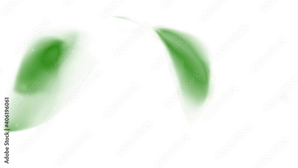 Poster abstract loop blurry green colored fractal light flames or streaks background. isolated on white. co