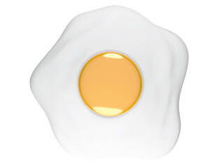 3D RENDER ILLUSTRATION. CLIPPING PATH on isolated white background. closeup food breakfast chicken healthy protein fried egg yolk top view. delicious cooking natural lunch meal eat concept.