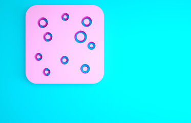 Pink Beer bubbles icon isolated on blue background. Minimalism concept. 3d illustration 3D render.