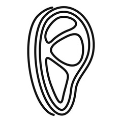 Raw steak icon. Outline raw steak vector icon for web design isolated on white background