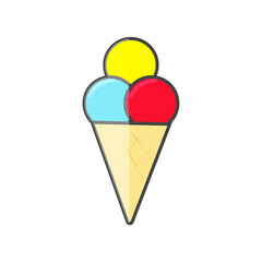 Vector icon ice cream. Ice cream illustration on cartoon style on white isolated background.