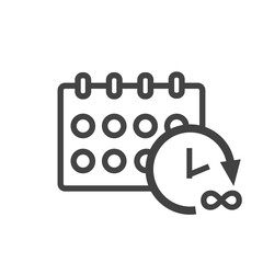 Calendar icon with clock reminder cartoon style on white isolated background. Layers grouped for easy editing illustration. For your design.