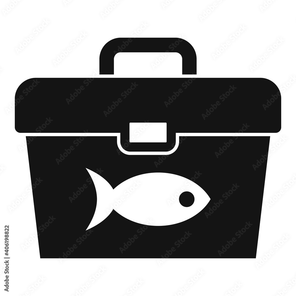 Poster fishing tool box icon. simple illustration of fishing tool box vector icon for web design isolated o