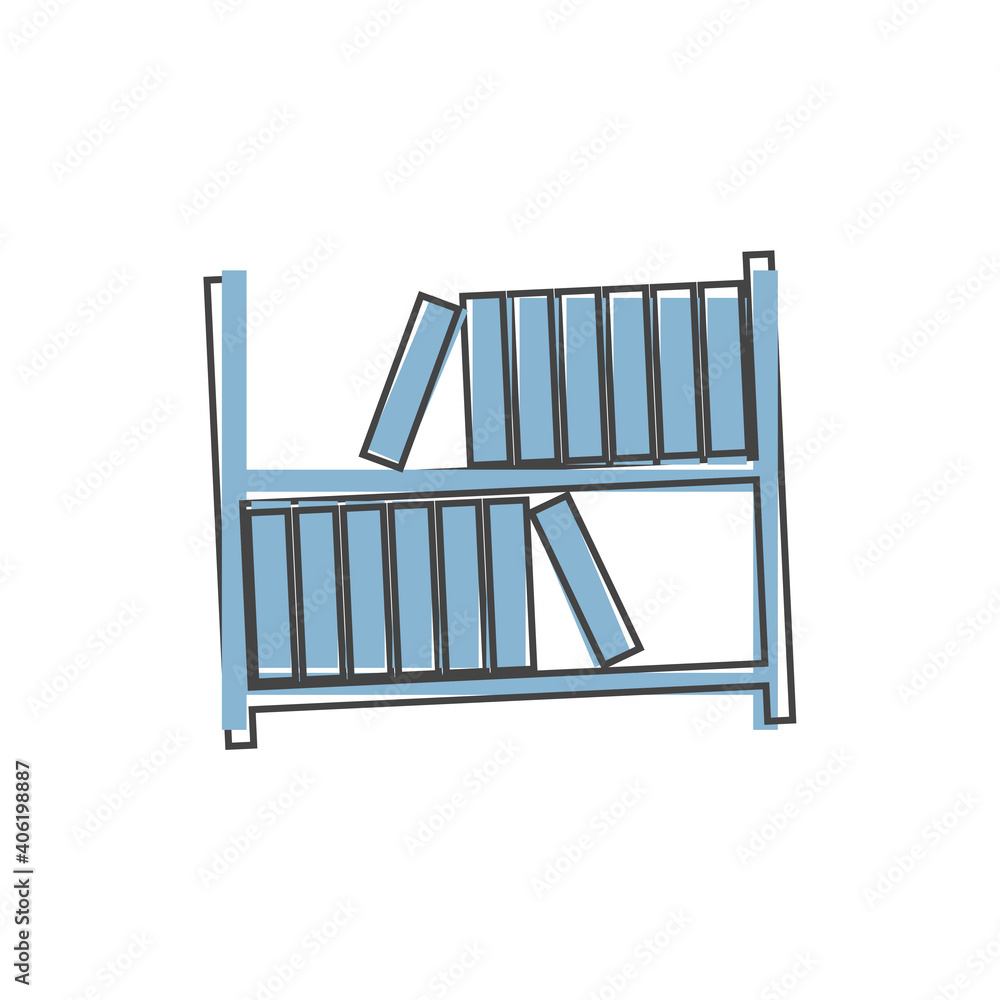 Poster vector image of books standing on shelf. vector icon on artoon style on white isolated background.