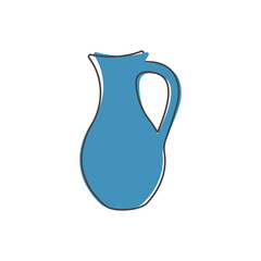 Jug vector icon on cartoon style on white isolated background.