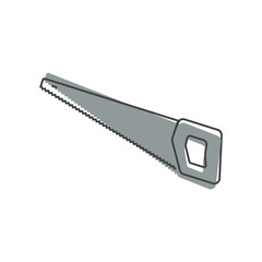 Hand saw vector icon on cartoon style on white isolated background.