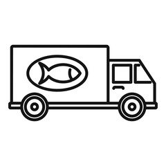Fish farm delivery icon. Outline fish farm delivery vector icon for web design isolated on white background