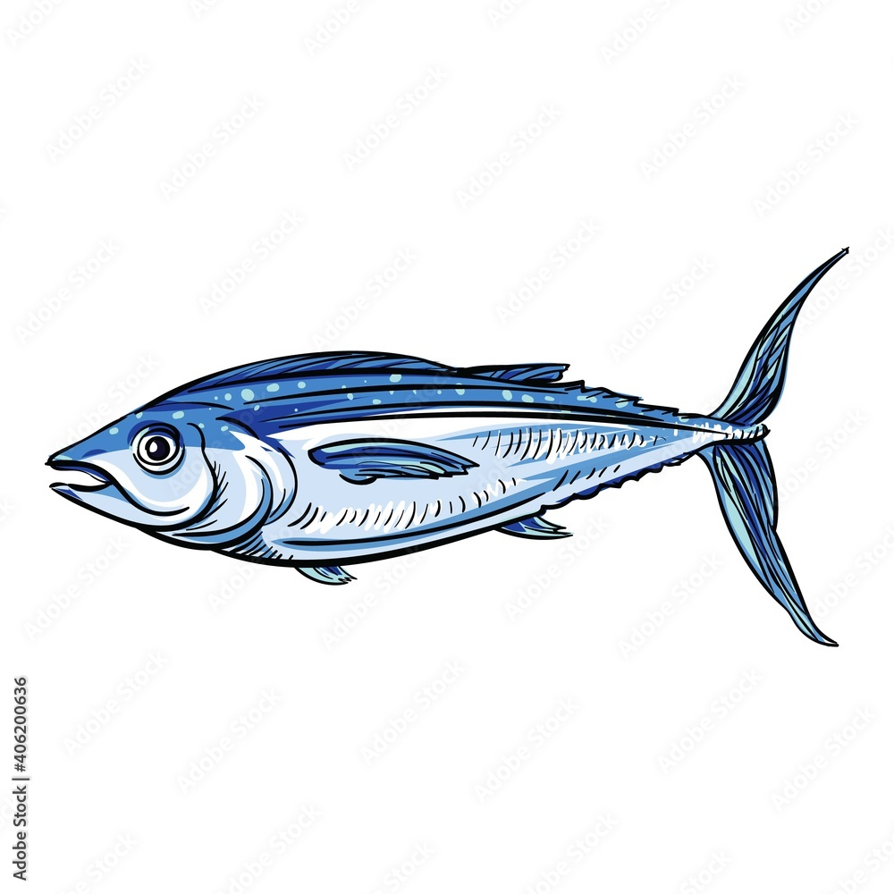 Wall mural Seafood tuna icon. Cartoon of seafood tuna vector icon for web design isolated on white background