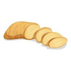 Sliced ginger icon. Cartoon of sliced ginger vector icon for web design isolated on white background
