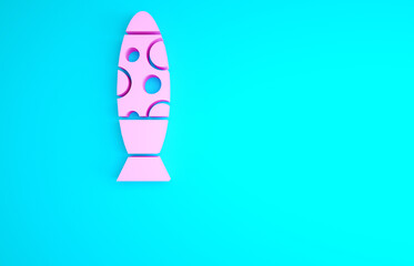 Pink Floor lamp icon isolated on blue background. Minimalism concept. 3d illustration 3D render.