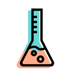 Glass flask with a chemical solution. Element for laboratories, science and education. Vector icon on white background.