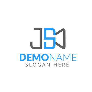 Initial letter JS or SJ logo template with Camera symbol in flat design monogram illustration