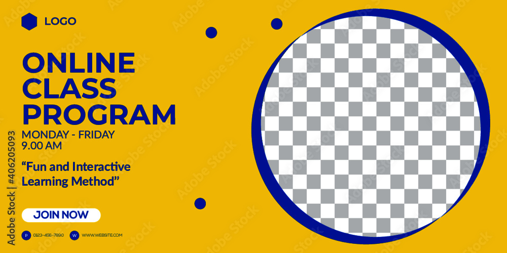 Wall mural simple web banner template for online class program