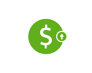 Dollar up Icon Flat Style Isolated on white background. Cost reduction icon. Symbol for website Computer and mobile vector