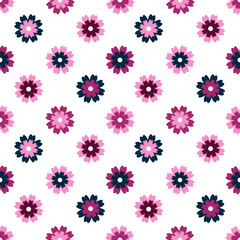 Small multicolored flowers on a white background. Seamless spring pattern for textiles, clothing, covers, gliders, wrapping paper.