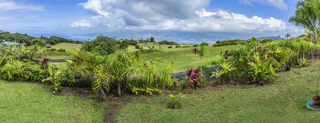 Scenic Tropical landscapes on the island of Tahiti, French Polynesia. Pacific Ocean.