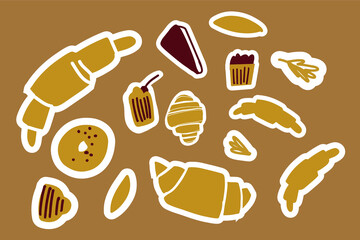 Croissant hand lettering stickers for your design: card, cafe, menu. Premium bakery croissants. Never make plans with croissants. They are flaky. Best croissants ever