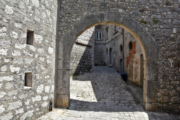 An entrance arch in one of the alleys in the medieval town of Morcone in the province of Benevento.