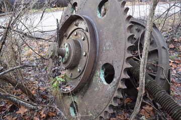 Abandoned industrial machinery rusted gear