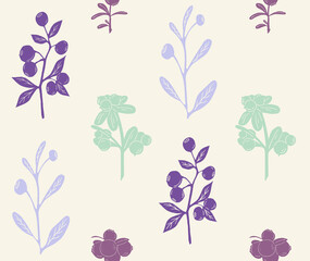 Pattern with wild north berries