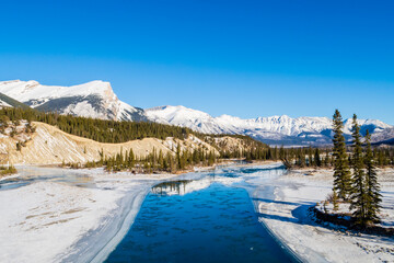 Beautiful landscape at Saskatchewan River Crossing on the Icefields Parkway, Canada