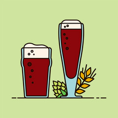 Beer restaurant icon. Gift card, design for a restaurant with a glass of beer. Festive poster. Craft beer, hops, unfiltered, ale, ipa, glasses for different beers, beer discount, sale