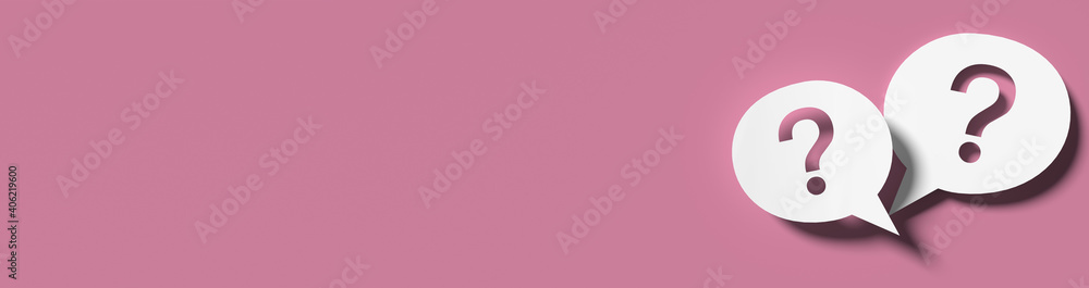 Poster question mark in front of a red color wall background. business support concept - 3d rendering.