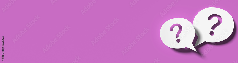 Poster question mark in front of a red color wall background. business support concept - 3d rendering.