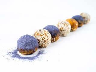 Homemade blue matcha energy balls