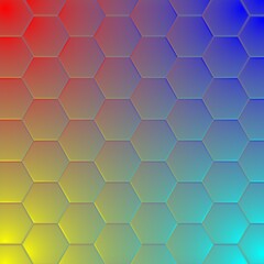yellow red blue and turquoise pastel colours geometric patterns and hexagonal mosaic designs
