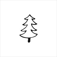 Fototapeta premium Doodle Christmas tree. Hand-drawn single element isolated on white background. Image
