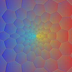 yellow red blue and turquoise pastel colours geometric patterns and hexagonal designs