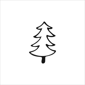 Doodle Christmas tree. Hand-drawn single element isolated on white background. Image