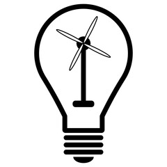 Light bulb icon. Vector light bulb icon. Logo symbolizing ecology. Wind turbine in a light bulb. Ecology simple icon.