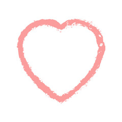 Pink heart on white background, simple heart icon, grungy heart.