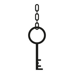 Vector key icon on the chain.