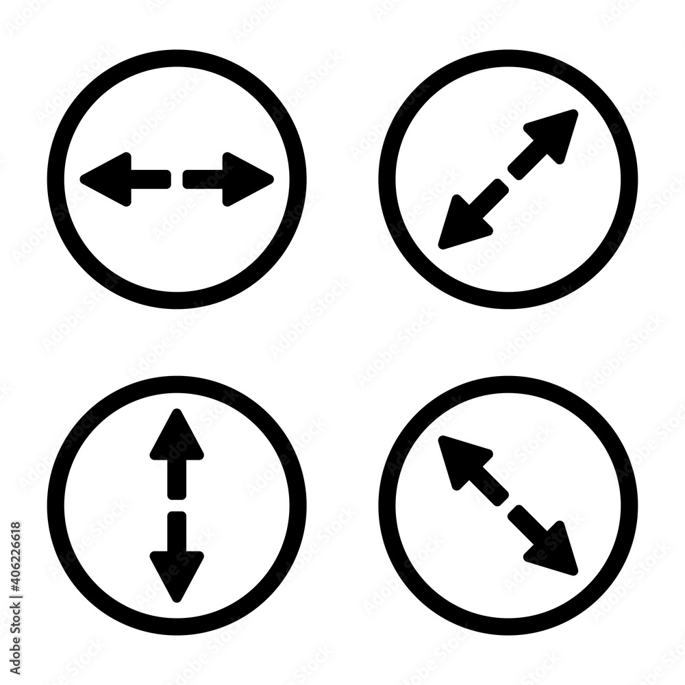 Poster arrow icons. vector set of arrow icons directed in different directions. icons of arrows in circles.