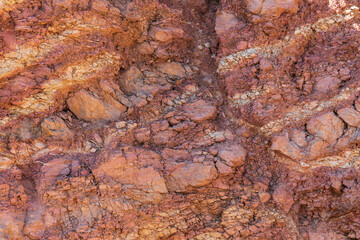 Layered rock strata in the mountains of Oman.