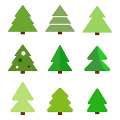 Vector set of icons of Christmas trees. Icon of the Christmas tree.
