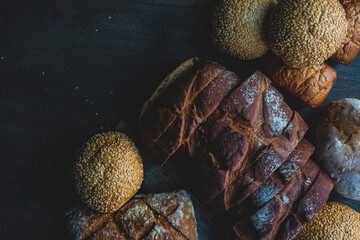 Homemade breads on teh table