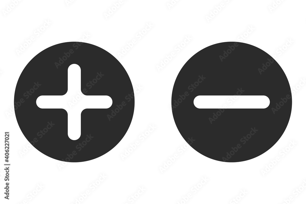Poster vector icon plus and minus. icon plus and minus isolated on a white background. a set of plus and mi