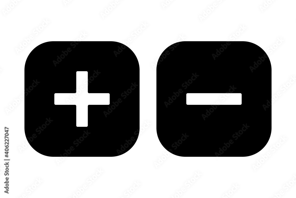Aufkleber vector icon plus and minus. icon plus and minus isolated on a white background. a set of plus and mi