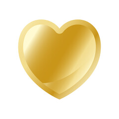 Golden heart icon. Vector gold heart icon in flat style. Icon of gold heart isolated on white background. Heart in gold style. Vector illustration.
