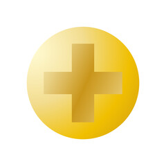 Obraz premium Golden medical cross icon. Medical cross vector icon. Cross icon in gold color isolated on white background. Icon in flat style. Vector illustration.